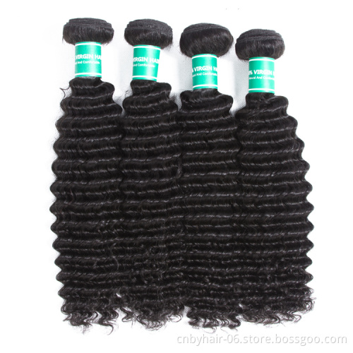 Human Hair Extension Mink Cuticle Aligned Raw Brazilian Virgin Deep Curly Hair Bundles With Frontal Closure